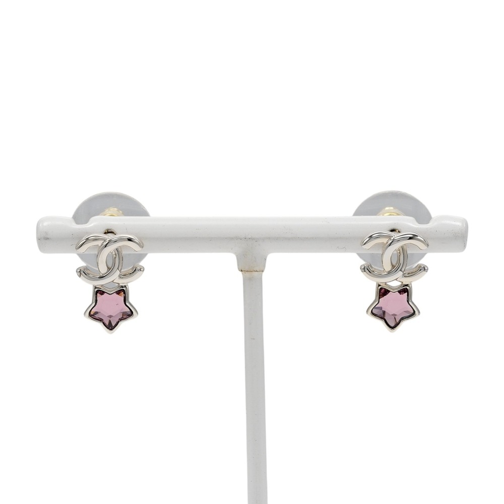 Chanel Coco Mark Earrings ABF183 Gold Plated with Rhinestones Approx. 2.83g C...